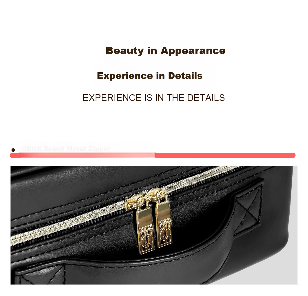 OBOX LED Lighted Makeup Bag with Mirror Large Capacity [Plaid Style] Black 12-inch Makeup Bag 14