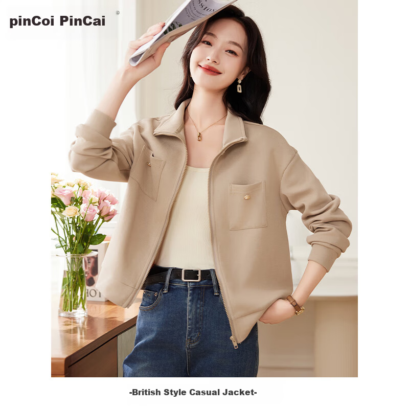 PinCai Women's Casual Jacket Wilderness Mallard Double Pocket Premium Casual Jacket Simple Top P143U2006