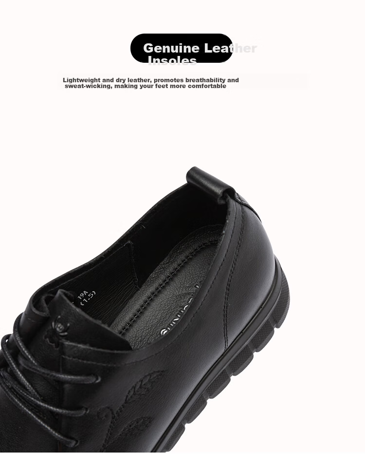 SPIDER KING Women's Shoes, Lightweight And Comfortable Mom Shoes, Soft Sole And Upper, Versatile Middle-Aged And Elderly Leather Shoes for Women, Black, Size 41 5