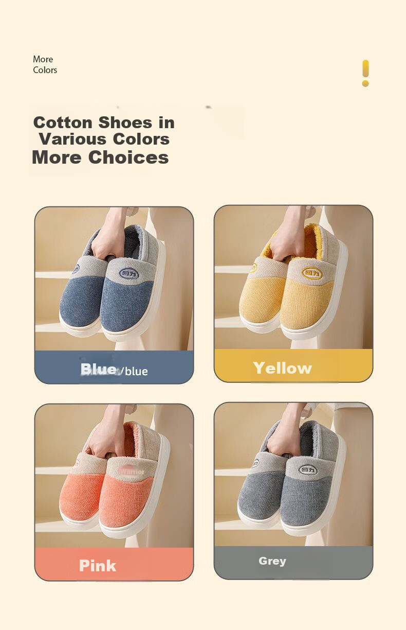 Warrior Men's Winter Thick-Soled Cotton Slippers with Heel Support, Warm Indoor and Outdoor Non-Slip Cotton Shoes 0756 Gray Size 40-41 10