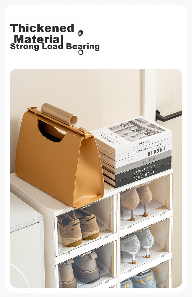 Xitianlong Flip-Top Shoe Box Functional Storage Box, Shoe Cabinet Doorway Entryway Cabinet Stackable Combination Shoe Cabinet, Transparent, 8-Pack 7