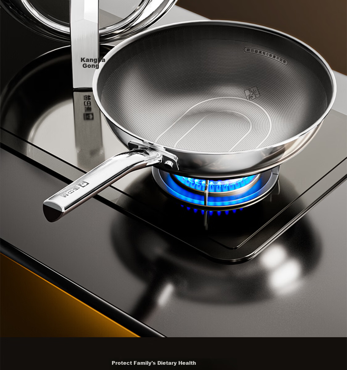 Kambach 5th Generation Pure Titanium Non-Coated Frying Pan Non-Stick Antibacterial 316L Stainless Steel Wok Compatible with Induction Cooker 4