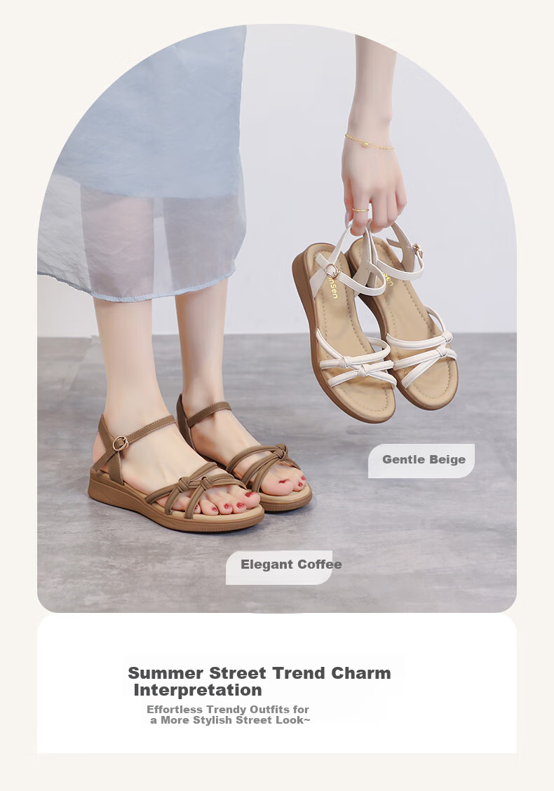 MULINSEN Women's New Commuter Elegant Roman Sandals Breathable Lightweight Summer Sandals Coffee Size 35 2