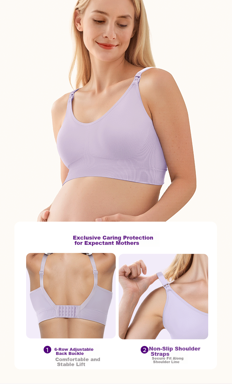 AVENT One-Piece Nursing Bra Anti-Sagging Push-Up Maternity Seamless Breastfeeding Underwear Light Skin Yellow Size L 12