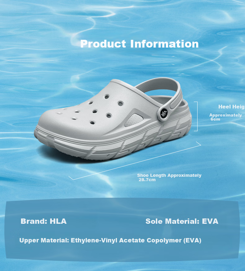 HLA Home Men's Soft Sole Breathable Closed-Toe Beach Sandals HAALXM2EBK033 Light Gray Size 44/45 Dual Size 7
