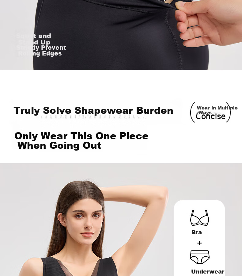 GRACEWELL Women's Zippered Shapewear Bodysuit Waist Cincher Hip Lifter Body Shaping Sculpting Garment with Built-in Bra Black 2XL 17