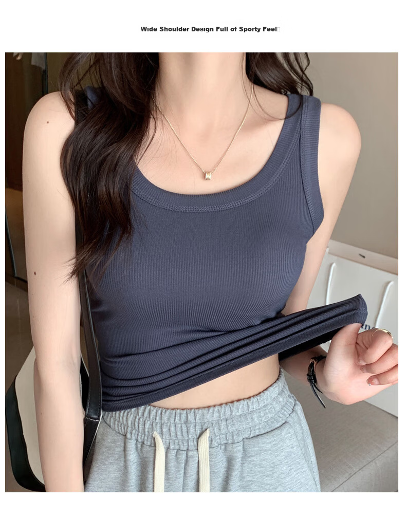Langsha Women's Summer 2026 New Ribbed Slim Fit Camisole Tank Top for Layering and Outerwear 30