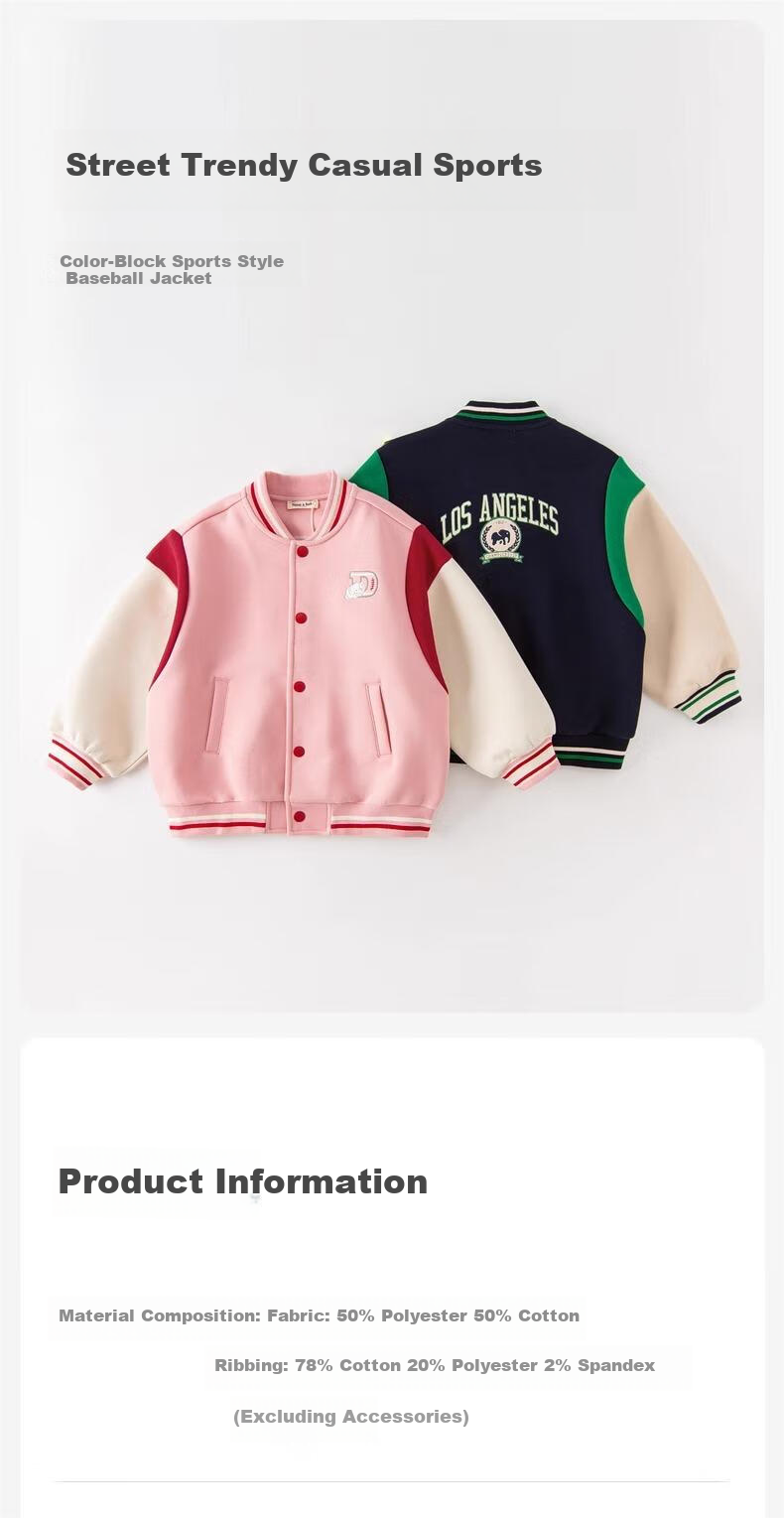 DAVE & BELLA Girls' Fleece-Lined Baseball Jacket Kids Boys Autumn Toddler Baby Jacket 1