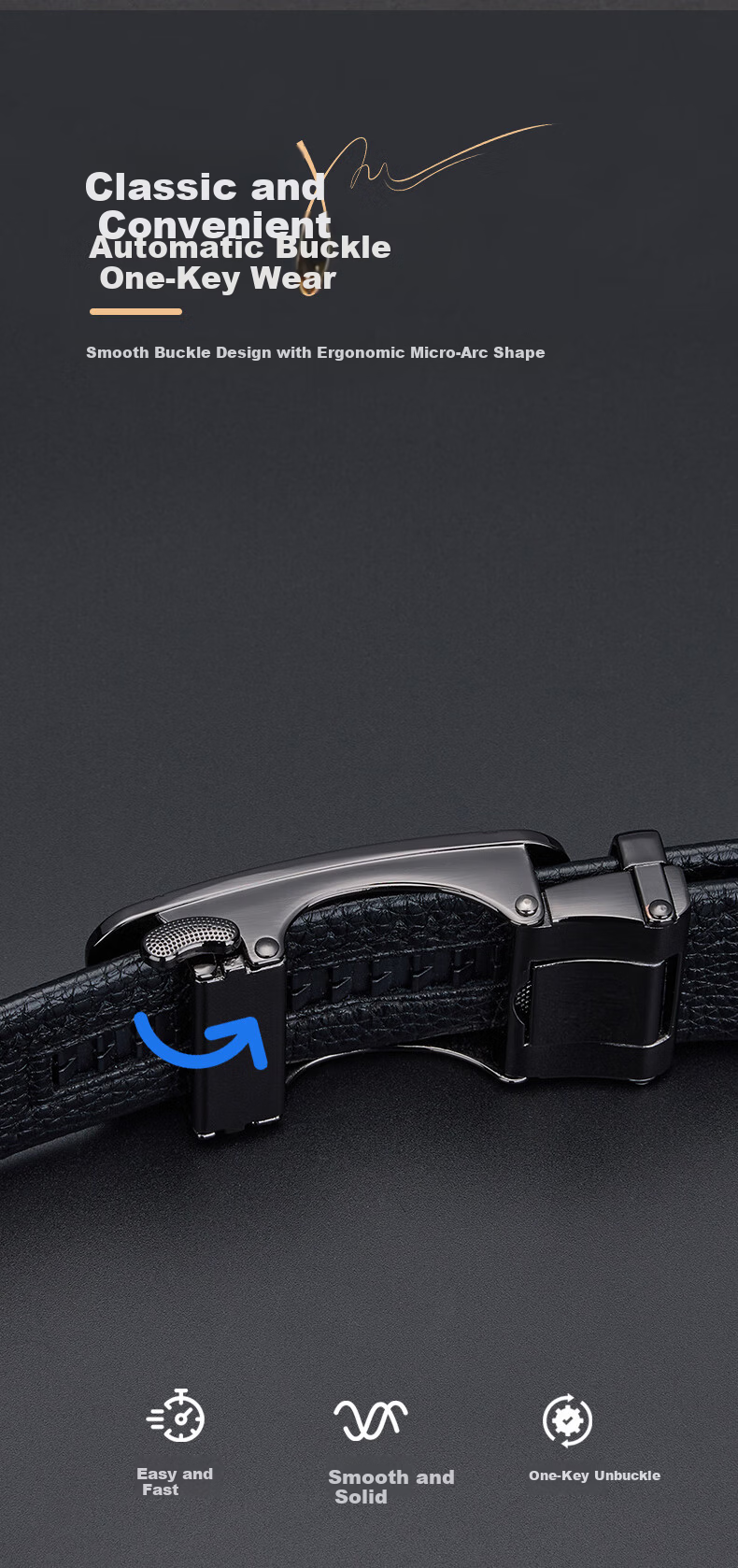 PLAYBOY Men's Genuine Leather Belt Cowhide Automatic Buckle Casual Waistband Business Versatile Gift for Boyfriend Husband 5