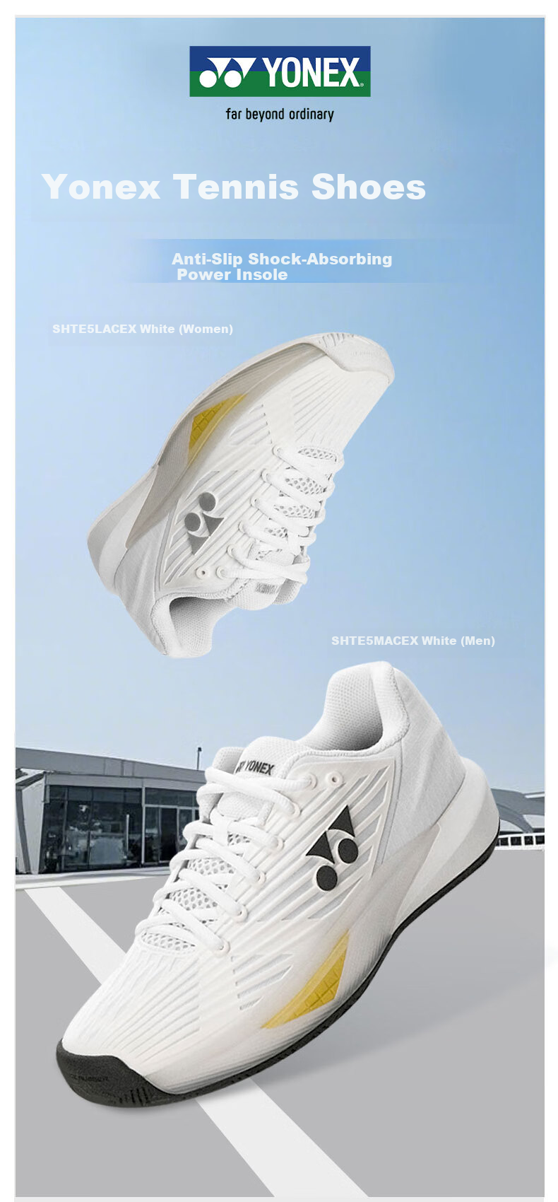YONEX Tennis Shoes Professional Competition Non-Slip Shock Absorption Power Cushion Fashion Men SHTE5MACEX White Size 40 1