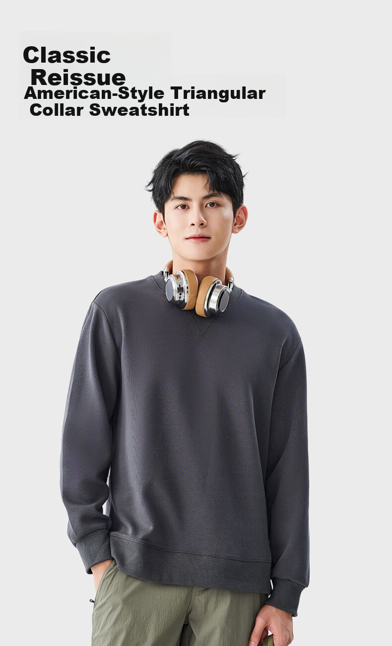 Baleno Men's Triangle Neck Sweatshirt Autumn Heavyweight Base Shirt Casual Versatile Crew Neck Simple Trendy Jacket 2