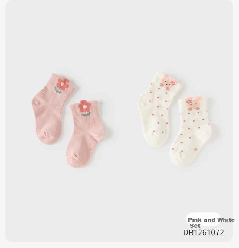 DAVE & BELLA Girls' Cartoon Elastic Socks, 2 Pairs 2