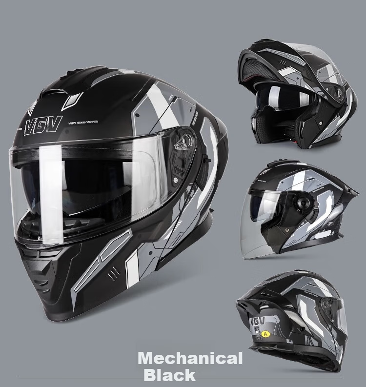 VGV Motorcycle Electric Vehicle Helmet Flip-up 3C Certified JD Self-operated Summer Helmet Engine Black XXL 9