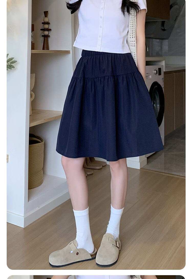 Borui Women's Summer Skirt 2026 New Thin Japanese Casual High-Waist A-Line Anti-Exposure Mid-Length Skirt 19