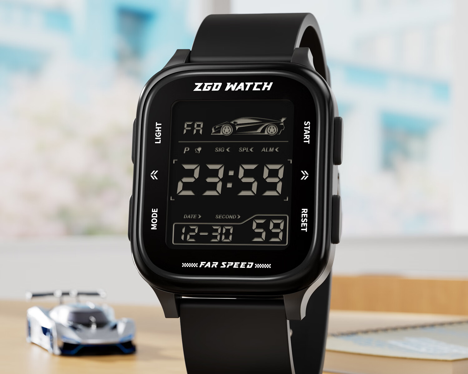 ZGO Men's Electronic Watch for Students, High School and Middle School, Luminous Waterproof Multifunctional Sports Digital Watch, Time Display Only 5