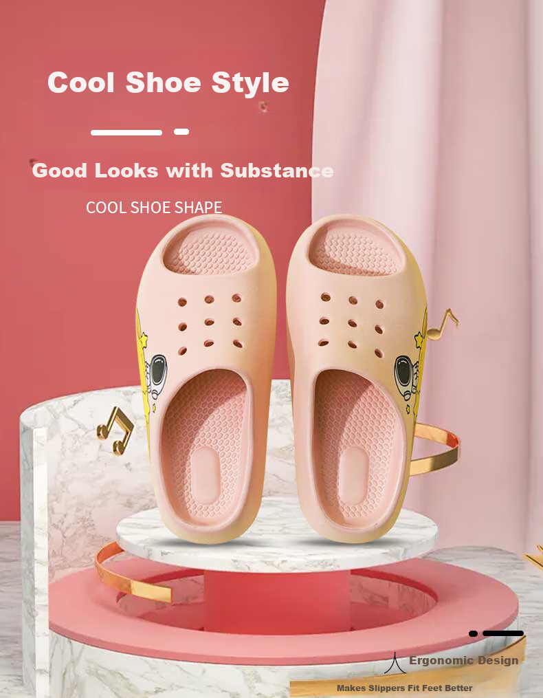 Huamei Jianbu Aerospace Unisex Lightweight Slippers Soft Sole Bathroom Indoor Outdoor Pink HM90781 Size 35-36 1