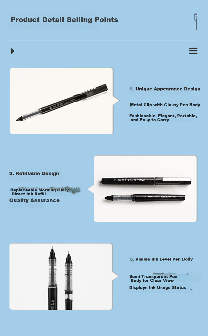 M&G 0.5mm Black Quick-Dry Gel Pen Full Needle Tube Signature Pen Office Rollerball Pen ARP57501A 12pcs/Box Random Shell 10