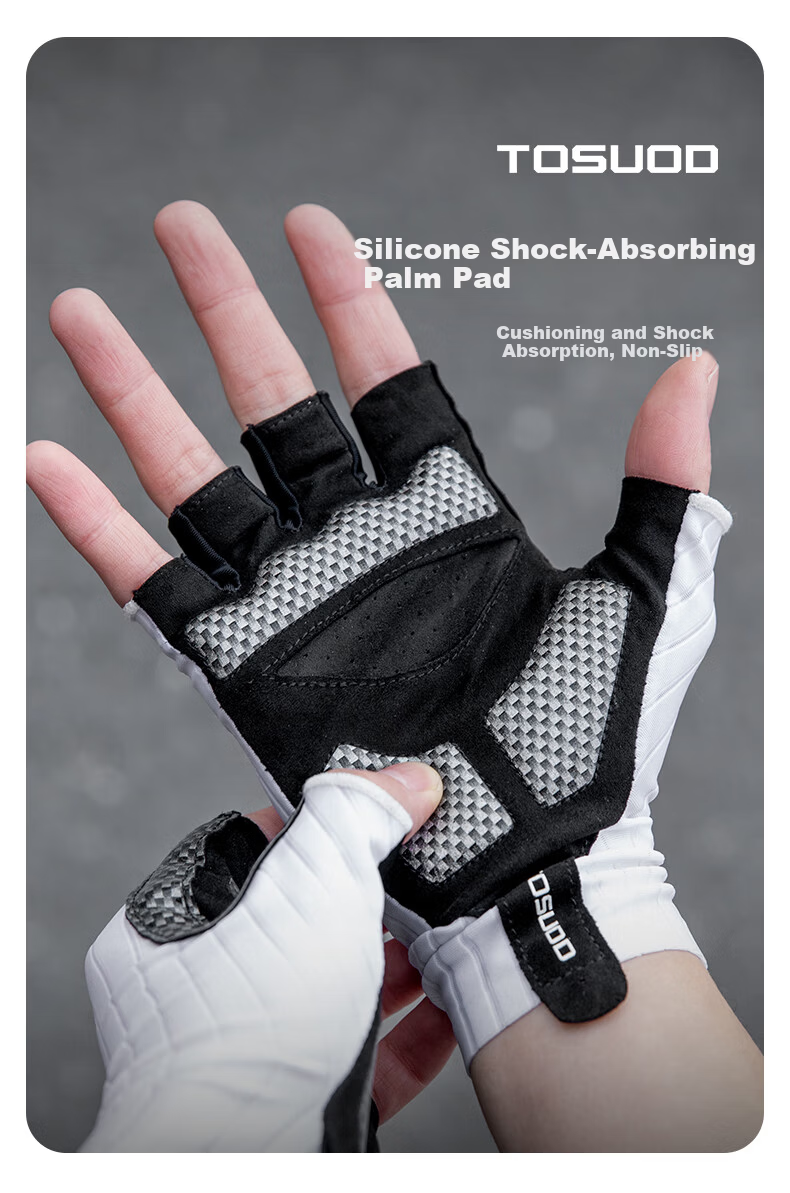Tasiduizhang Bicycle Gloves, Half-Finger Riding Gloves for Men And Women, Road And Mountain Bike Breathable Silicone Shock-Absorbing Cycling Equipment, Black XL 8