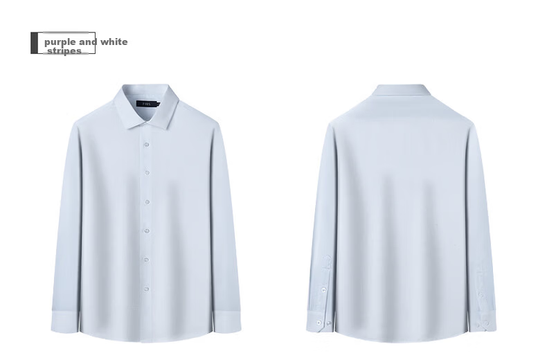 FIRS 100% Cotton Liquid Ammonia Wrinkle-Free Long Sleeve Shirt Men Business Casual Spring Vertical Stripe Collar Shirt 12