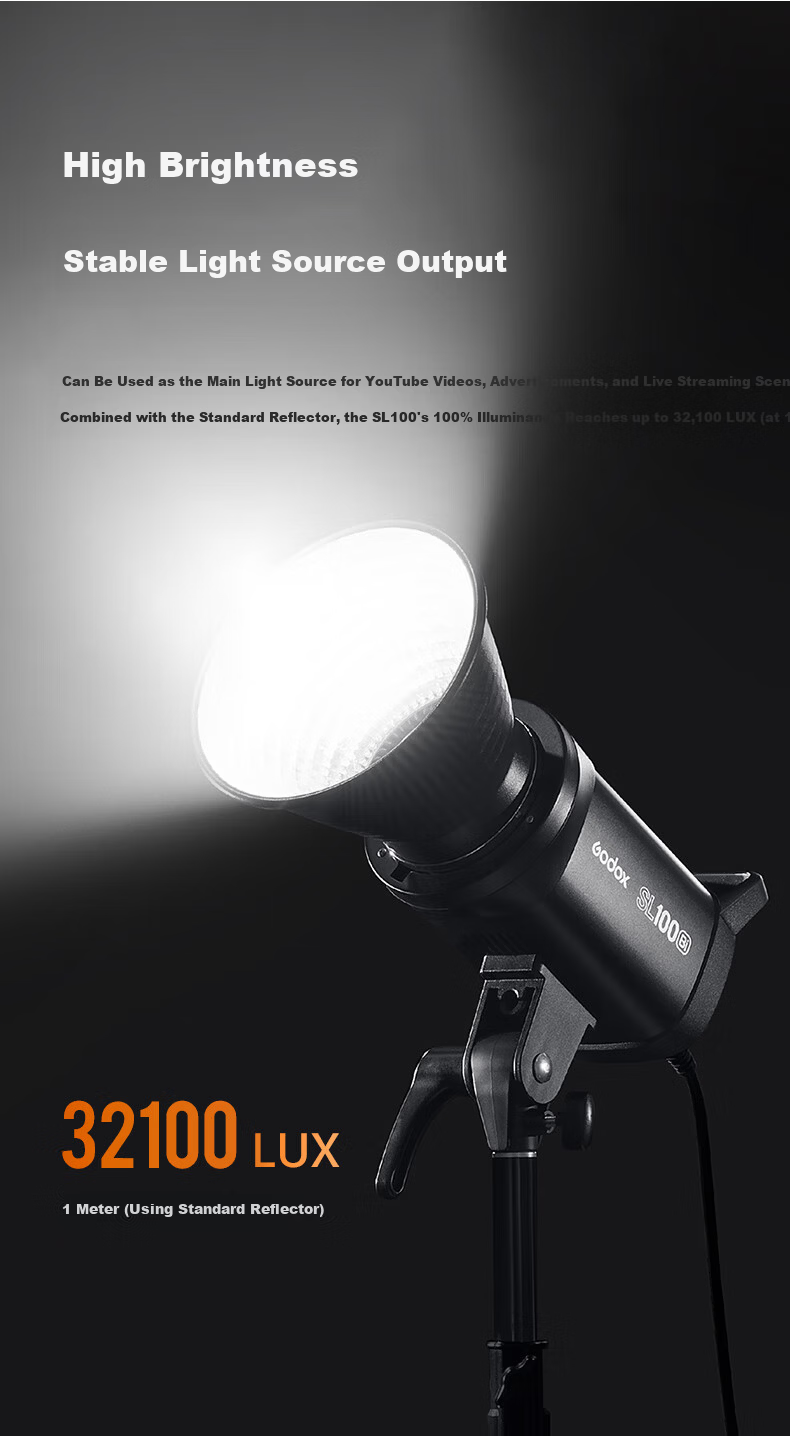 Godox SL100D LED Video Light Continuous Photography Light Soft Fill Light for Live Streaming Portrait Beauty Top Light Film and Television Lighting 6