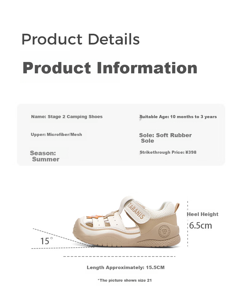 TARANIS Baby Walking Shoes Summer Toddler Sandals Closed Toe Anti-Kick Functional Shoes Breathable Beach Shoes Silver Size 22 3