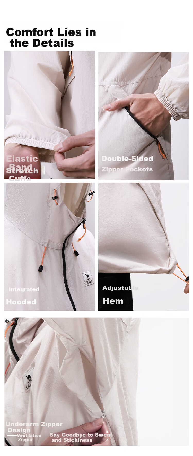 CAMEL Outdoor Original Yarn Sun Protection Jacket 2026 Spring Summer New Unisex Cooling Breathable Sun Protection Sports Jacket 1007 30