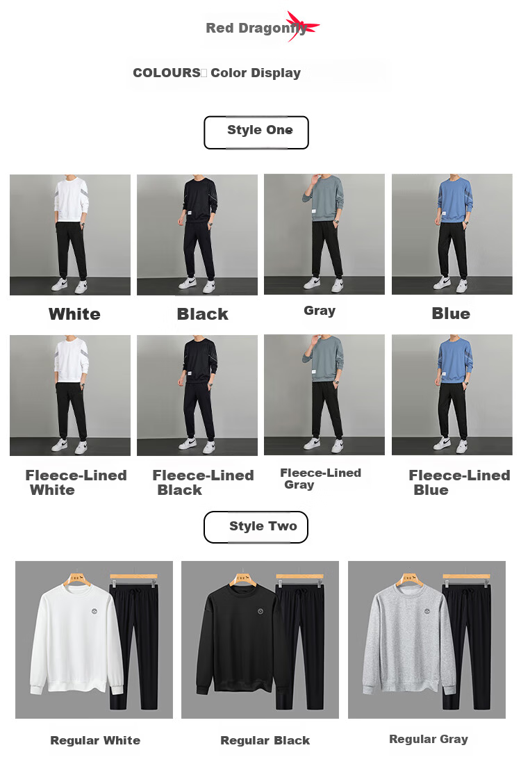 RED DRAGONFLY Men's Sports Casual Comfortable Versatile Simple Crew Neck Sweatshirt and Pants Set Dark Gray XL 8