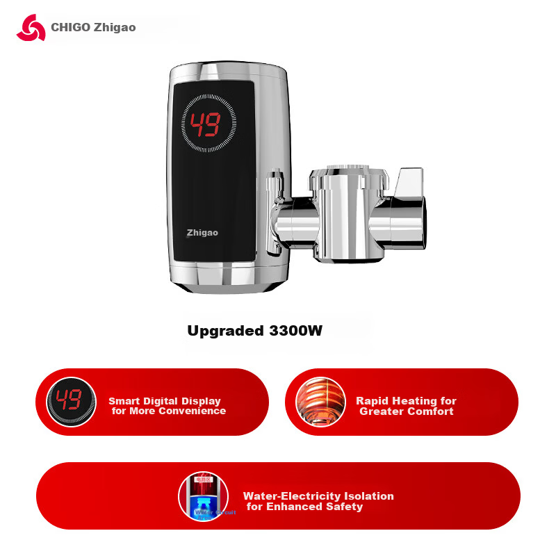 CHIGO Electric Instant Hot Water Faucet, No Installation, Fast Heating, Kitchen Hot and Cold Water Heater, Instant Electric Water Heater ZG-KBJ32 Plug-in Model