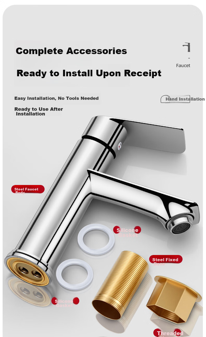 Baihan Basin Faucet Bathroom Sink Faucet Washbasin Splash-proof Hot and Cold Water Faucet 19