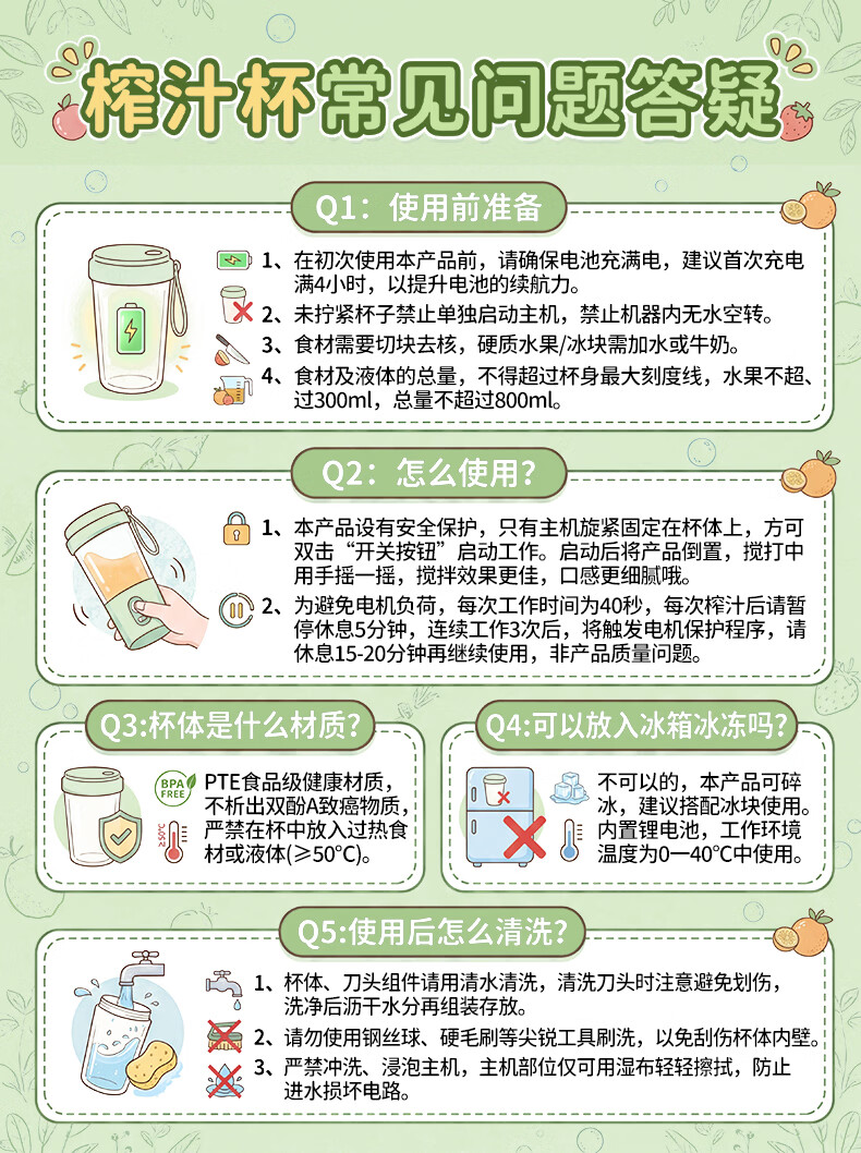 CHIGO Portable Juicer Cup Small Household Juicer Ice Crushing Wireless Charging Outdoor Juice Maker Birthday Gift ZG-ZZB02 17