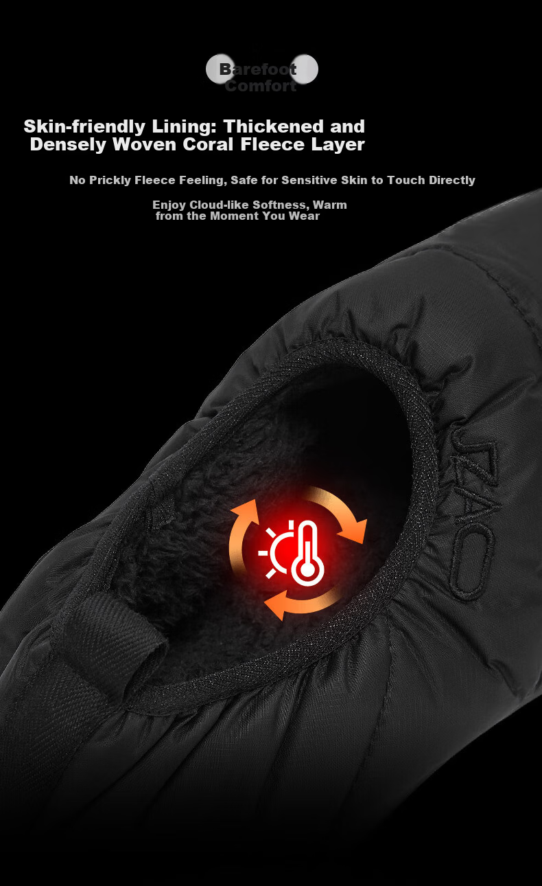 JD Jingzao Selected Down Cotton Slippers Home Outdoor Thickened Anti-Cold Indoor Non-Slip Men's Night Black Size 42-43 13