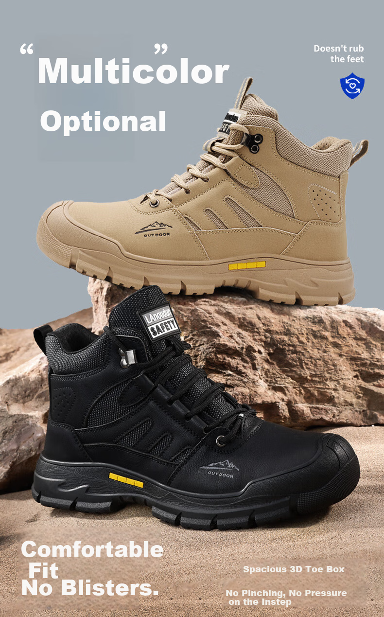 Blue Eagle Shield Men's High-Top Safety Work Shoes Anti-Slip Anti-Smash Toe Puncture-Resistant Durable Construction Shoes D253 Size 40 3