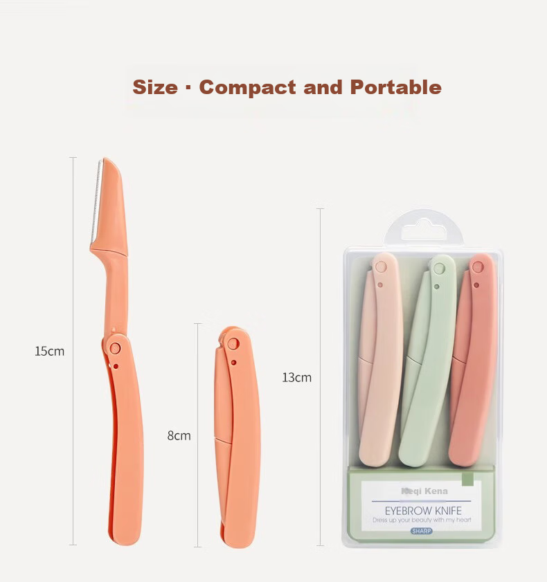 Keqi Foldable Eyebrow Razor Safety Anti-Scratch Eyebrow Shaver Hair Remover 3pcs for Beginners and Makeup Artists 12