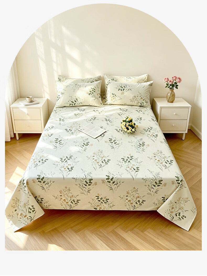 CROWN 100% Cotton Bed Sheet 1.8x2.3m Summer Dormitory Full Cotton Quilt Cover Single/Double 1.5m Bedspread Mattress Cover 2