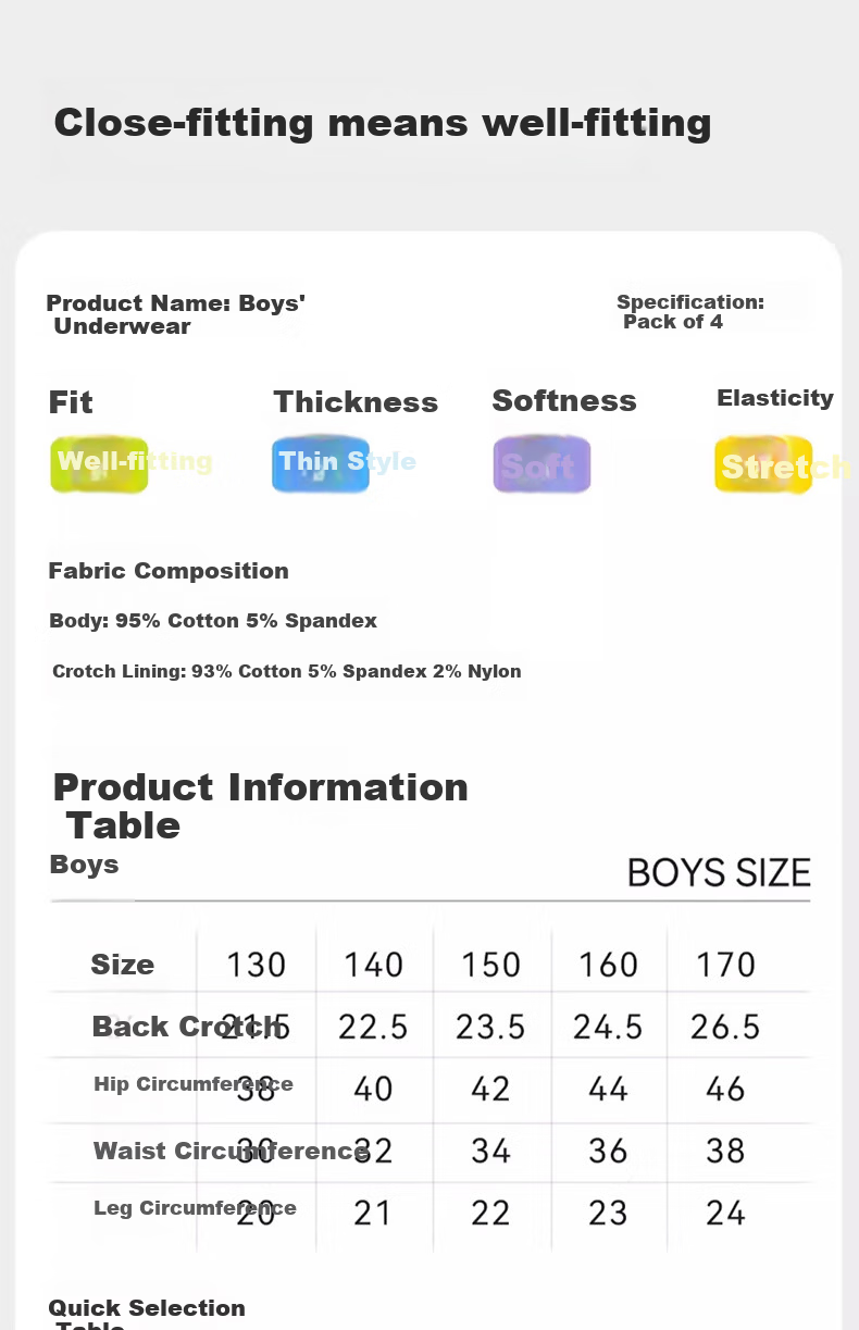Mianqixiong Boys' Cotton Underwear A-Class Youth Development Junior High School Boxer Briefs for Older Children - XL 14