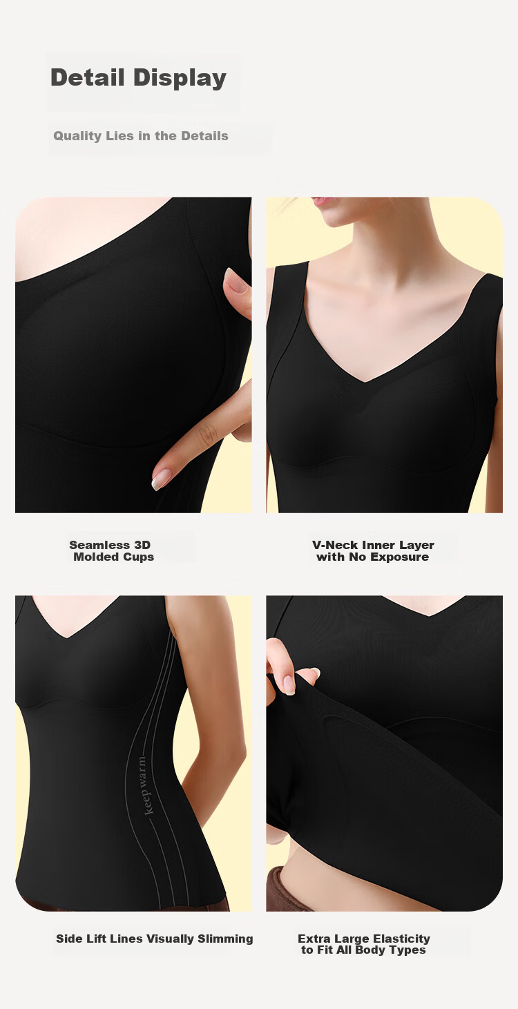MiiOW Women's Shaping Thermal Vest with Chest Pad, Bra-Free Camisole, Autumn Winter Slim Fit Base Layer Top 11