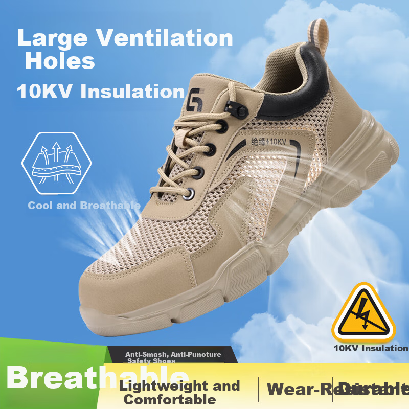 Jingtu Men's Summer Breathable Insulated 10KV Electrician Safety Work Shoes Anti-Smash Anti-Puncture Model 3013KV Size 41