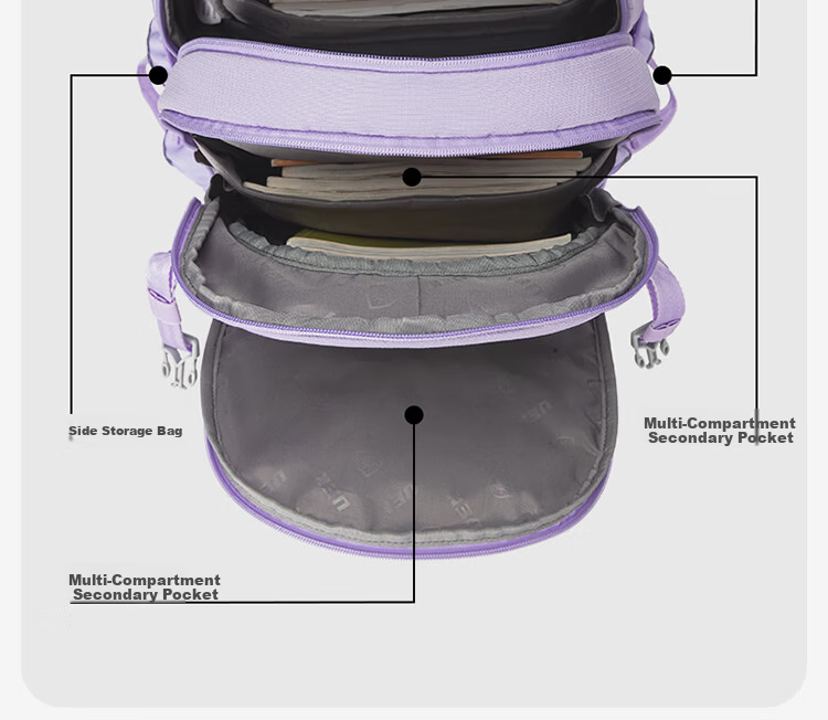 UEK Kids Backpack Girls Schoolbag Primary Secondary Spine Protection Lightweight Boys Meteor Purple Junior High 11