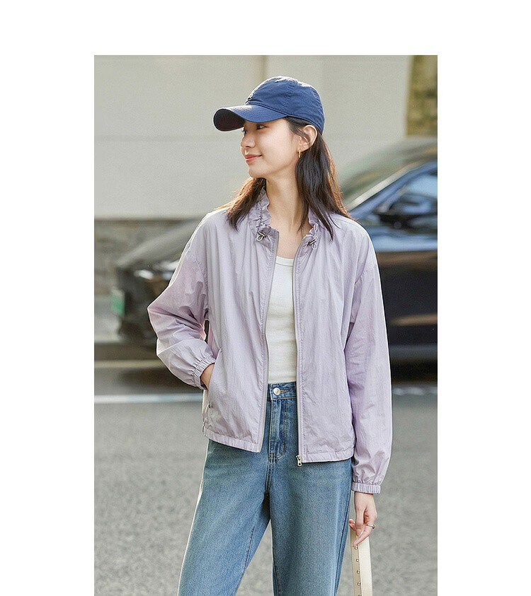 Demana Original Yarn Sunscreen UPF50+ Summer Lightweight Outdoor Drawstring Collar Thin Loose Sports Casual Women's Jacket 9