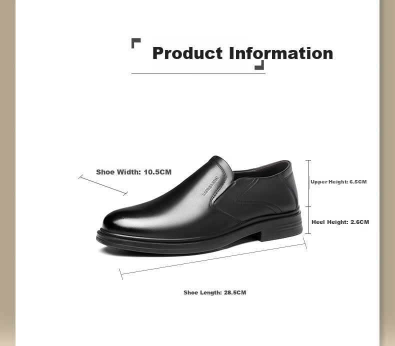 LAORENTOU Men's Leather Shoes, Casual Shoes, Men's Top-Grain Cowhide, Simple Business Formal Slip-On Shoes, LA51 Black, Size 40 1