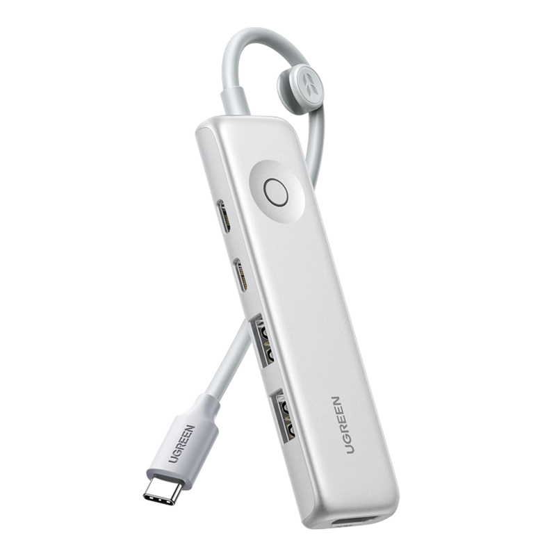 UGREEN Type-C Expansion Dock to HDMI 2.0 Converter, 4K 60Hz Adapter, 10G Interface Converter for Apple Computers, Compatible with Macbook Air And Huawei Laptops, Silver-White Color