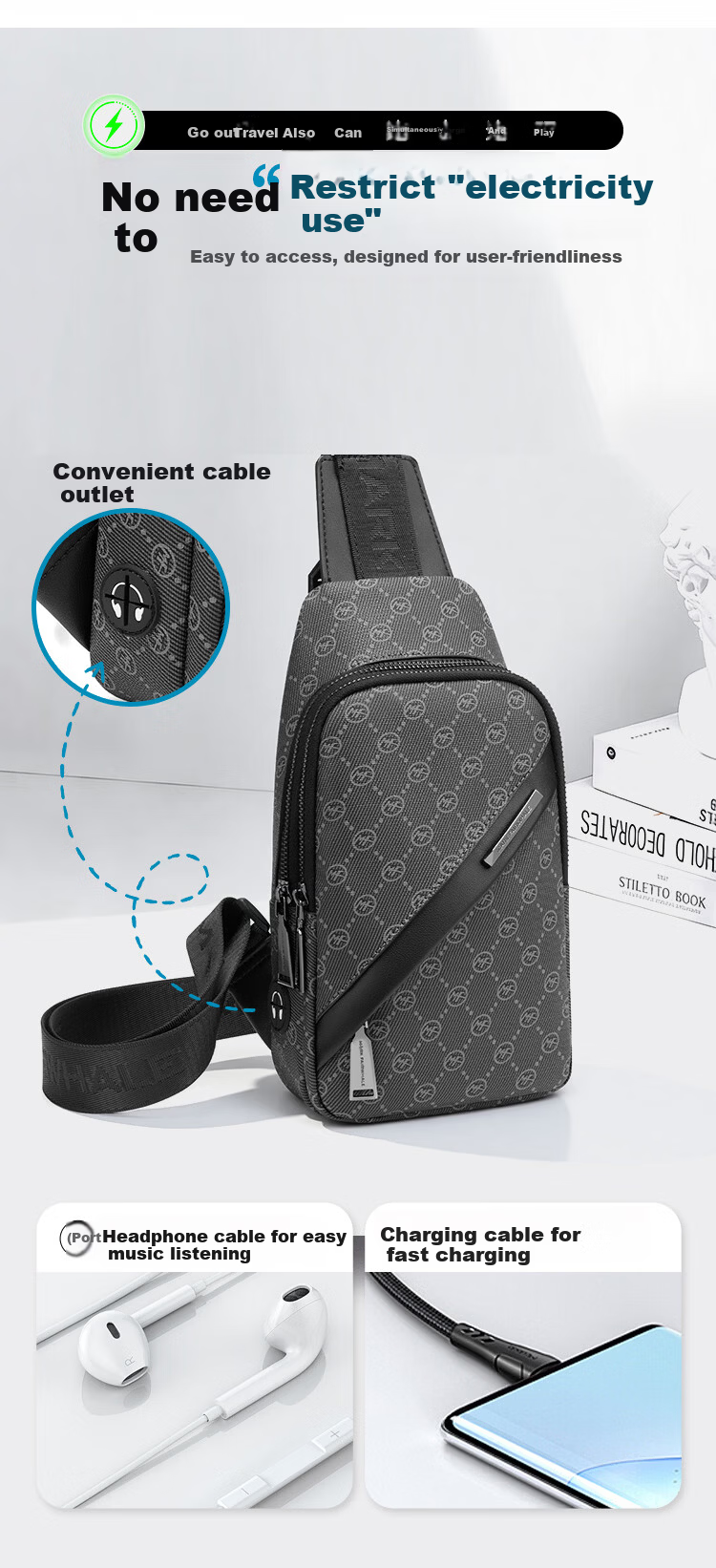 Mark Fairwhale High-end Light Luxury Men's Crossbody Bag Large Capacity Casual Commuter Portable Small Shoulder Chest Bag 10