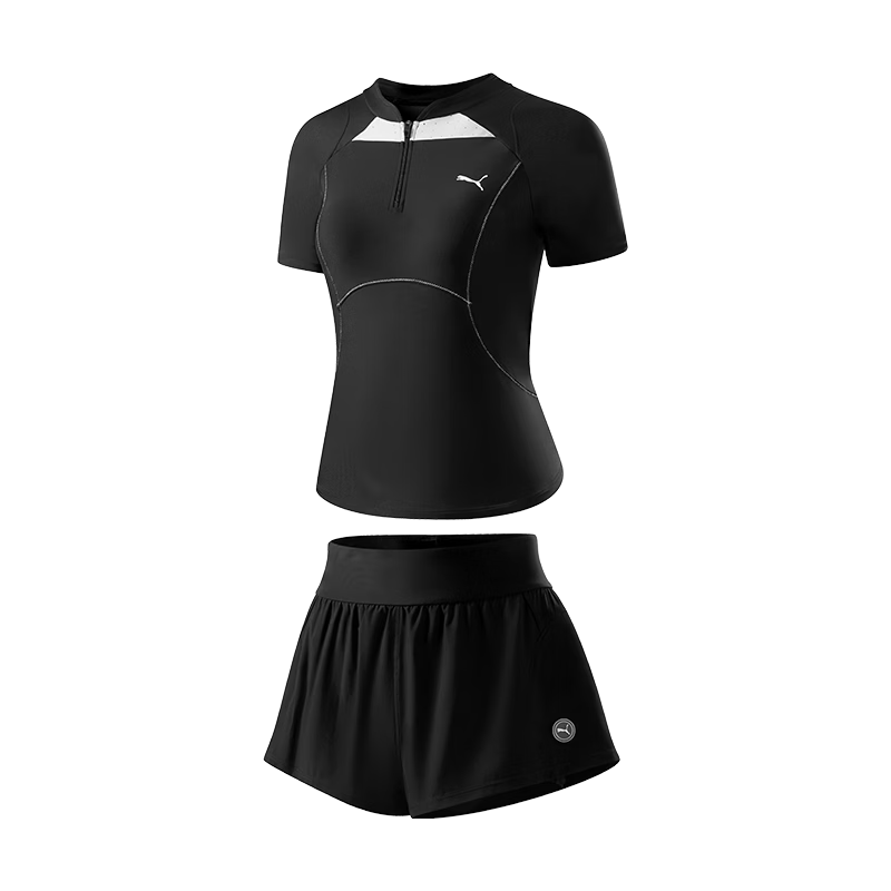 PUMA Women's Two-Piece Swimwear UV Protection High Elasticity Comfortable Durable Casual Beach and Hot Spring Swimsuit