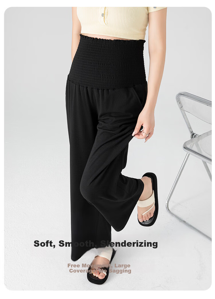JOYNCLEON Maternity Pants Spring Summer Wide Leg Pants Comfortable Casual Maternity Wear Oatmeal L Jyk186430 7