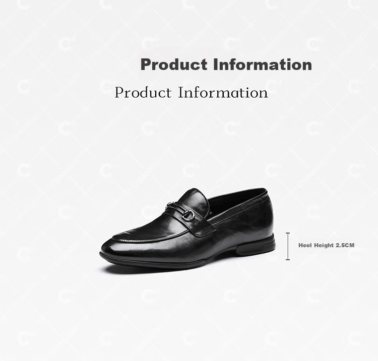 Qianbudu Genuine Leather Men's Shoes Spring Autumn First Layer Cowhide Slip-On Business Casual Loafers Black 42 7