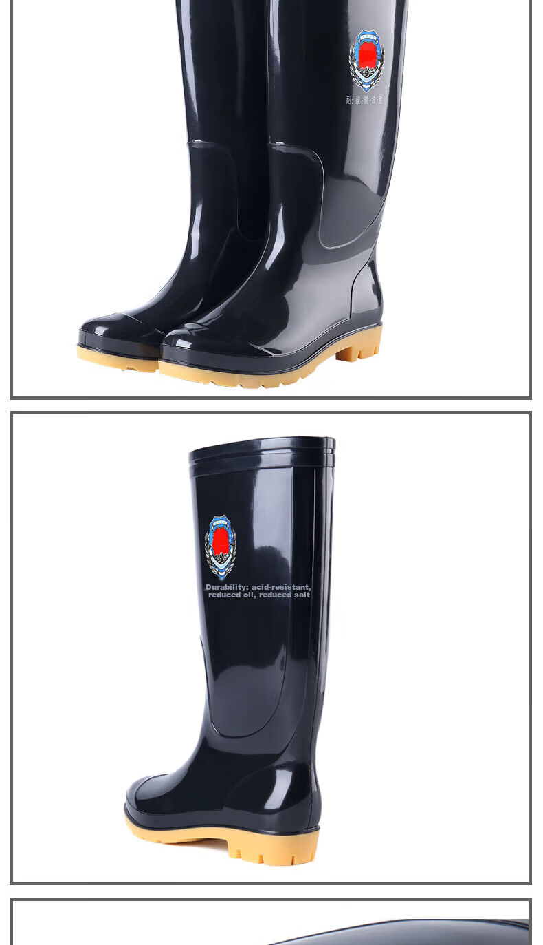Pinzhide High Tube Rain Boots Outdoor Waterproof Non-Slip Durable Rubber Shoes PX029 Black High Tube Size 43 6