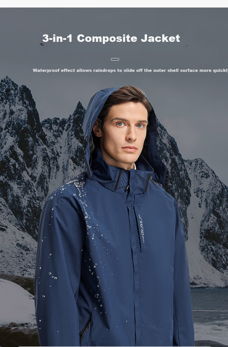 SHANSHANSHANSHAN Men's Autumn Winter Warm Fleece Lined Outdoor Three-Protection 3-in-1 Jacket Dad Style 2