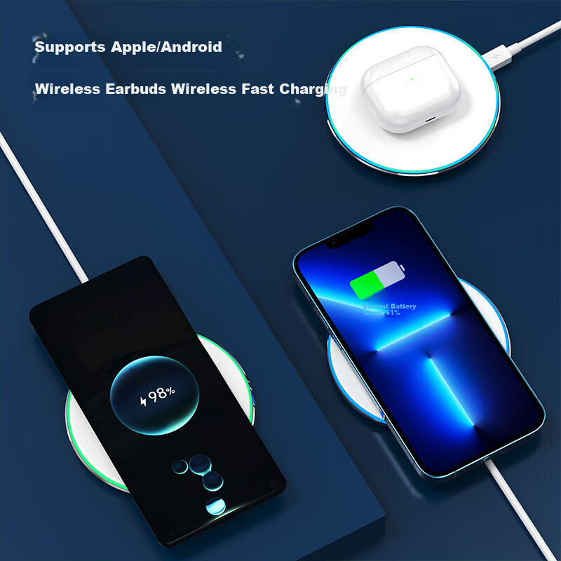 ESCASE Wireless Charging Dock Stand for Apple iPhone 16/15/14/13 Pro Max, Huawei Xiaomi Android Phones and Earphones F01 White