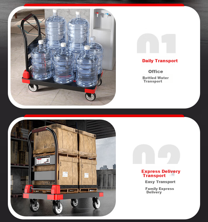 DELIXI Folding Portable Silent Hand Cart Lightweight Flatbed Trolley Household Cargo Cart 1400kg Capacity 6