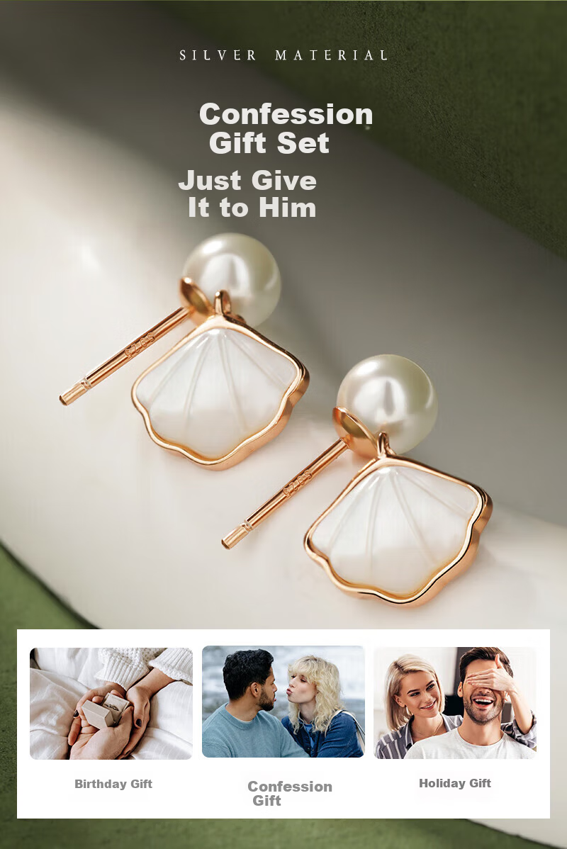 Grace Girl Yibeizi Natural Pearl Stud Earrings for Women, Jewelry Accessory, Anniversary Birthday Gift for Girlfriend Or Wife 4